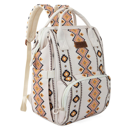 Wrangler Aztec Backpack Organized Daypack Travel Baby Bag with Stroller Strap and Side Bottle Pockets