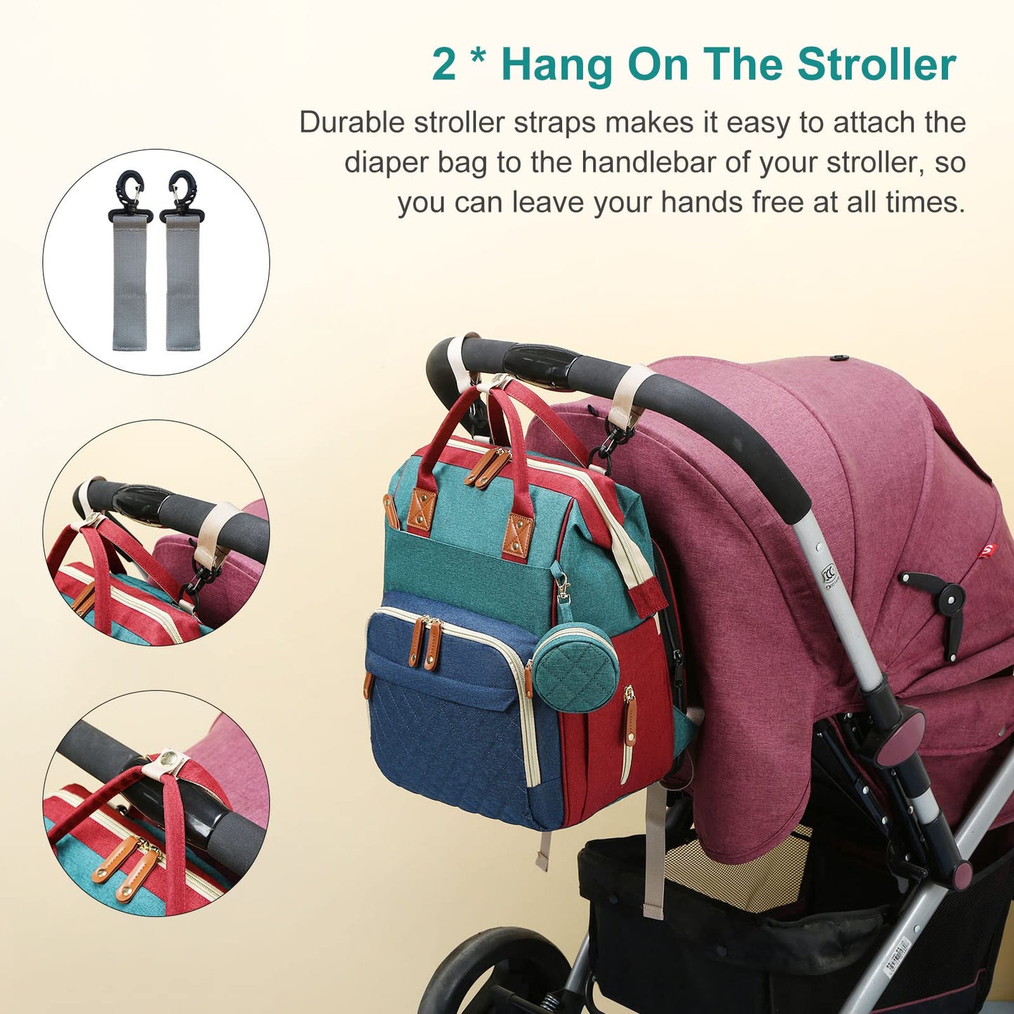 Awanhe Mochila para pañales de bebé con cambiador, bolsas impermeables para bebés para niños y niñas, puerto de carga USB, regalos para baby shower, RGB