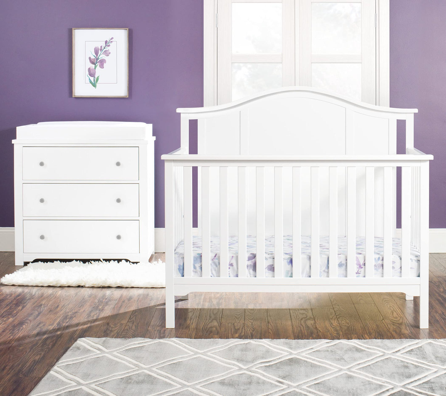 Child Craft Cottage Arch Top 4-in-1 Convertible Crib, Baby Crib Converts to Day Bed, Toddler Bed and Full Size Bed, 3 Adjustable Mattress Positions, Non-Toxic, Baby Safe Finish (Matte White)