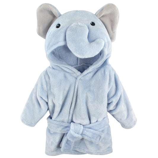 Hudson Baby Albornoz unisex con cara de animal de peluche, elefante azul, 0-9 meses