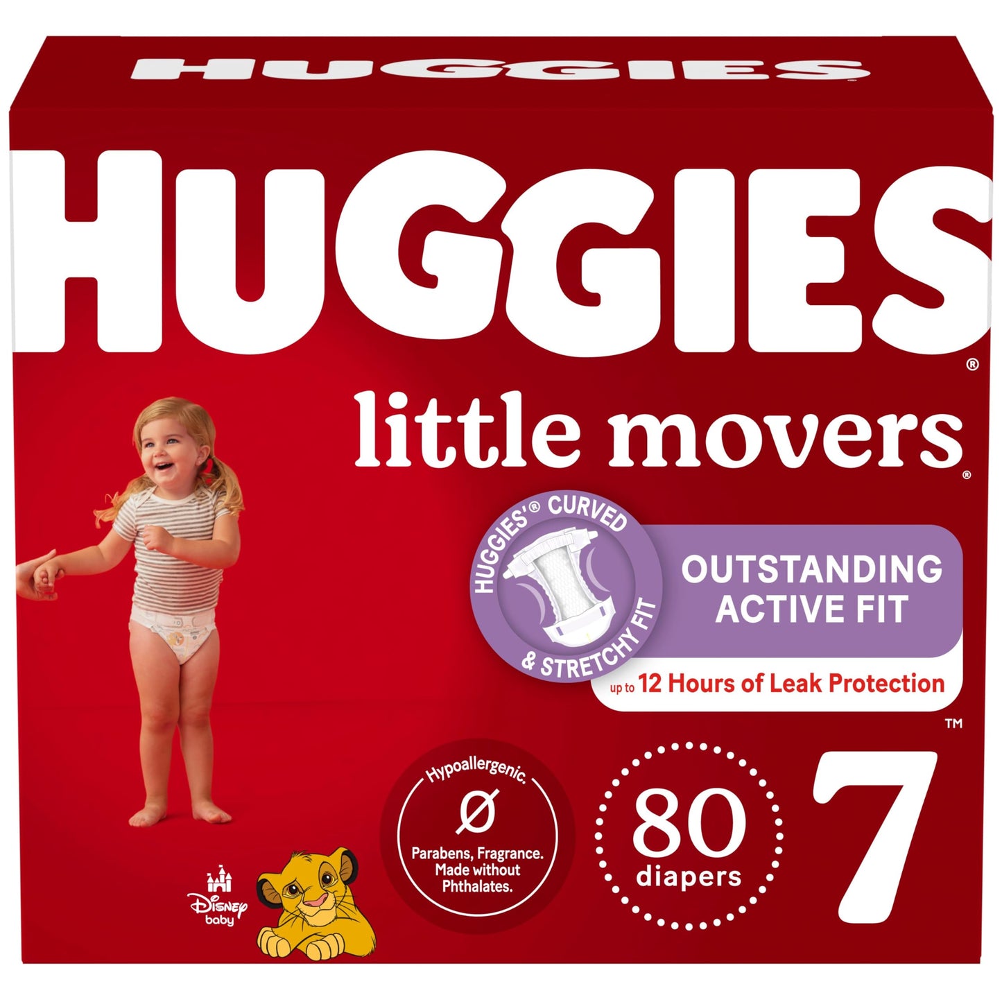 Huggies Size 7 Diapers, Little Movers Baby Diapers, Size 7 (41+ lbs), 80 Count (2 packs of 40), Packaging May Vary