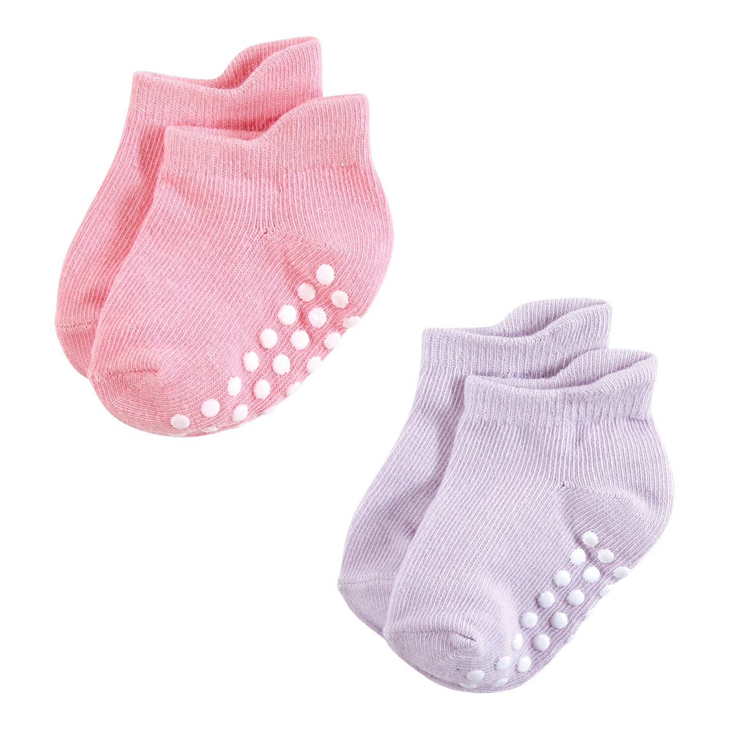 Hudson Baby Unisex Baby Non-Skid No-Show Socks, Multi Girl, 0-6 Months