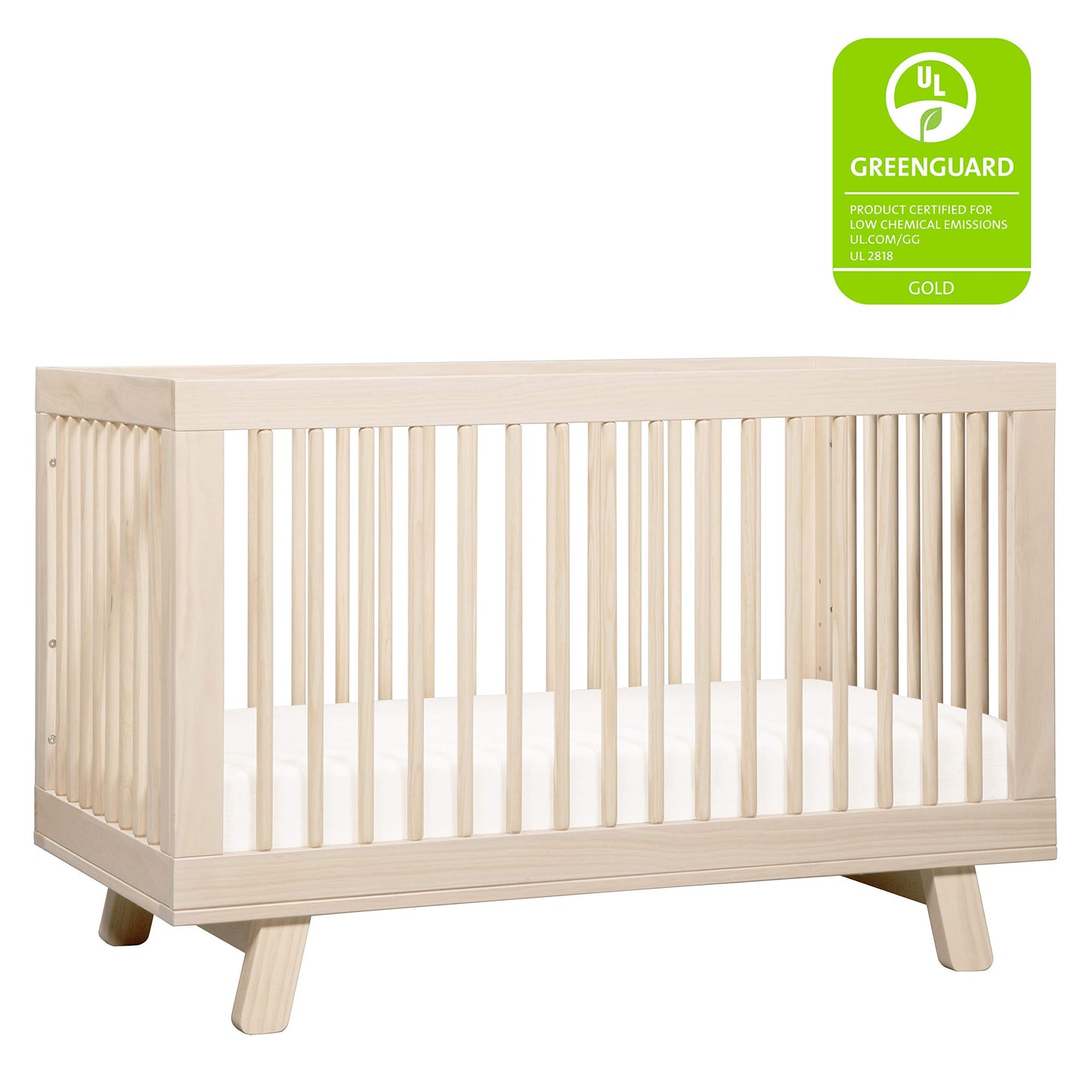 Cuna convertible 3 en 1 Babyletto Hudson con kit de conversión de cama para niños pequeños en color natural lavado, certificación Greenguard Gold