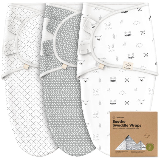 KeaBabies Paquete de 3 sacos de dormir orgánicos para bebé – Saco para recién nacido, pañales ergonómicos para bebés de 0 a 3 meses, pañales para recién nacidos, saco de dormir para bebé, manta para bebé, artículos esenciales para bebé (nórdico)