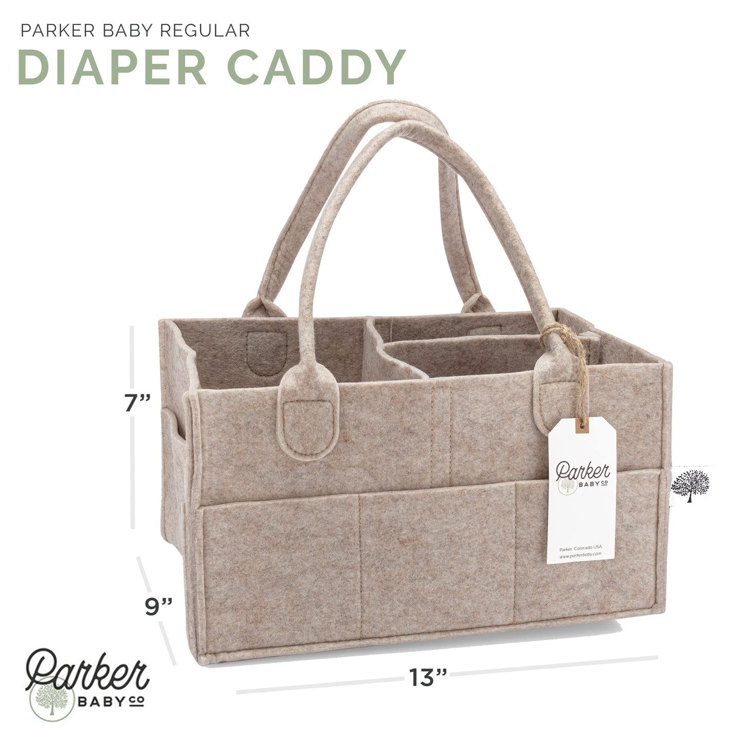 Parker Baby Diaper Caddy - Contenedor de almacenamiento para guardería y organizador de coche para pañales y toallitas húmedas para bebé - Avena