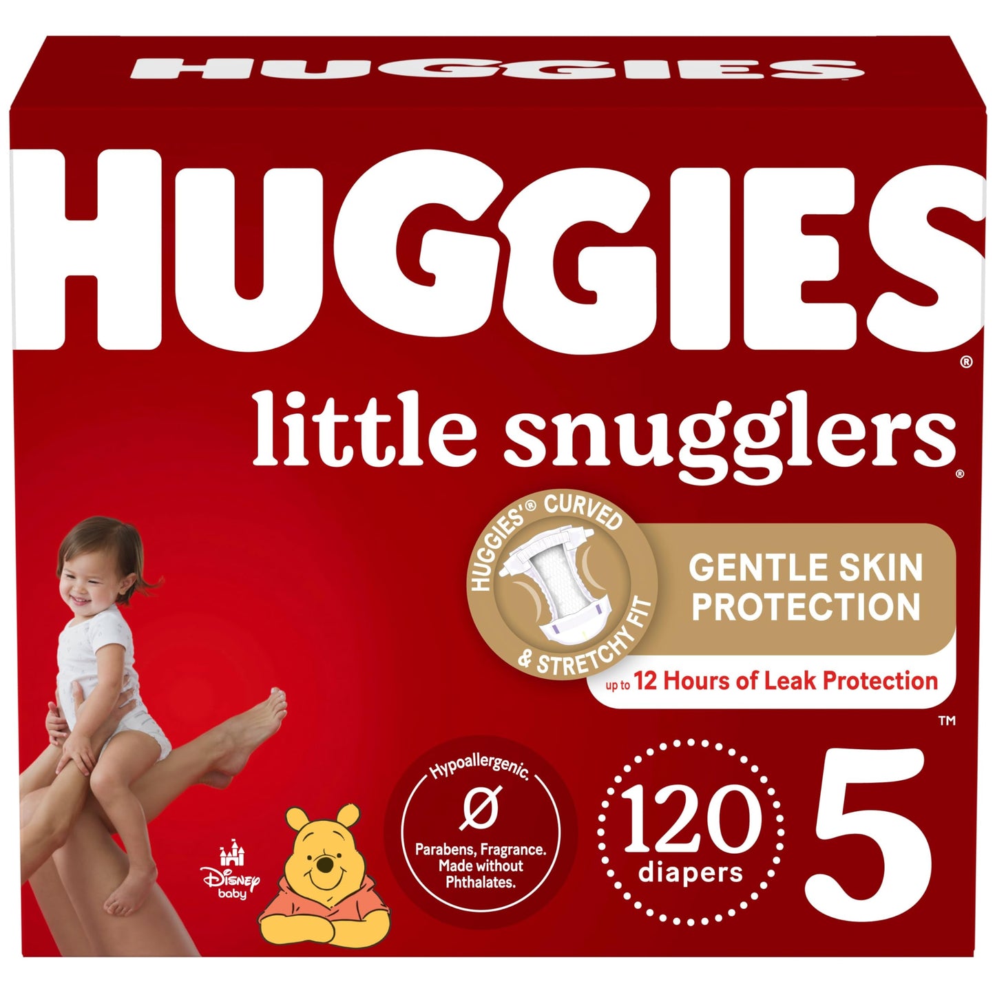 Huggies Size 5 Diapers, Little Snugglers Baby Diapers, Size 5 (27+ lbs), 120 Ct (2 packs of 60)