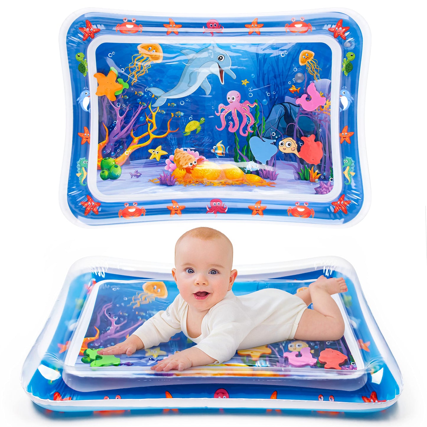 Tummy Time Water Mat 丨Water Play Mat for Babies Inflatable Tummy Time Water Play Mat for Infants and Toddlers 3 to 12 Months Promote Development Toys Cute Baby