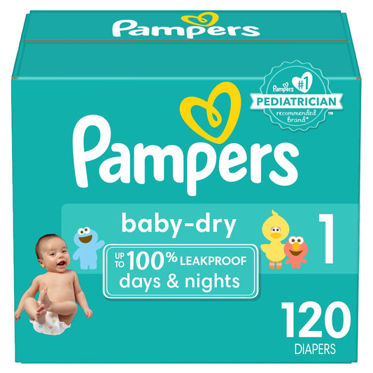 Pañales secos Pampers para bebé, tamaño 1, 120 unidades, pañales desechables absorbentes