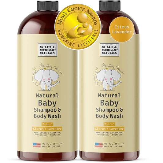 100% Natural Baby Shampoo & Body Soap/ Wash (2 Pack) - Non-Toxic Hypoallergenic Care for Kids, Babies, Infant & Newborn with Sensitive Skin - Citrus Lavender Non-Irritating (Mom's Choice Award Winner)