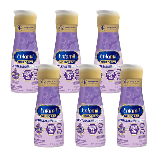 Enfamil NeuroPro Gentlease Baby Formula, Brain Building DHA, HuMO6 Immune Blend, Designed to Reduce Fussiness, Crying, Gas & Spit-up in 24 Hrs, Ready-to-Feed Infant Formula, Liquid, 32 Fl Oz (6 Count)