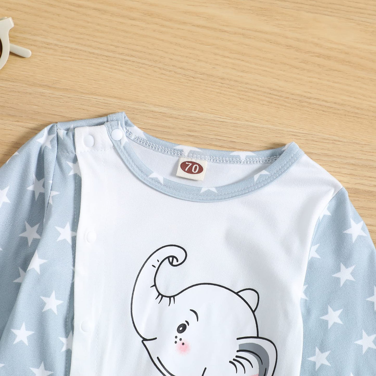 Aoswep - Lovely Little Peanuts Elephant Printed Baby Jumpsuit (3-6 Months)