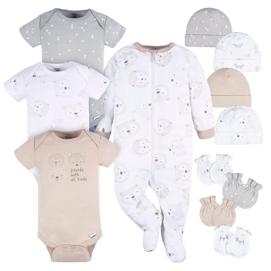 Gerber Set de regalo con canastilla para bebés, niños y niñas, 12 piezas, Woodland, 0-3 meses