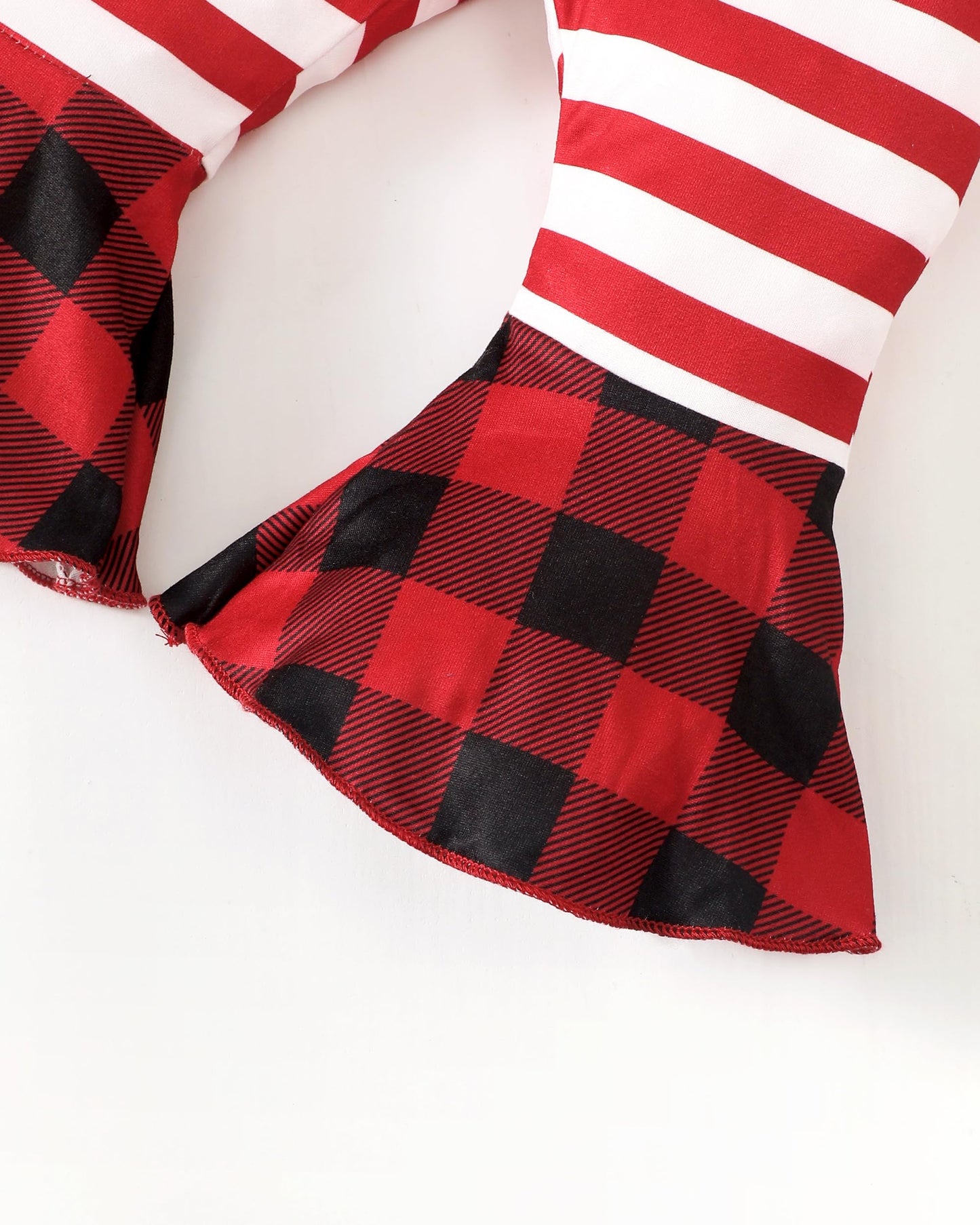 Trajes de Navidad para niñas Regalo de Navidad para bebés Ropa linda de Navidad para niñas pequeñas Conjuntos de ropa con parte inferior de campana a cuadros a rayas y mameluco rojo Ropa para niñas de 3 a 6 meses