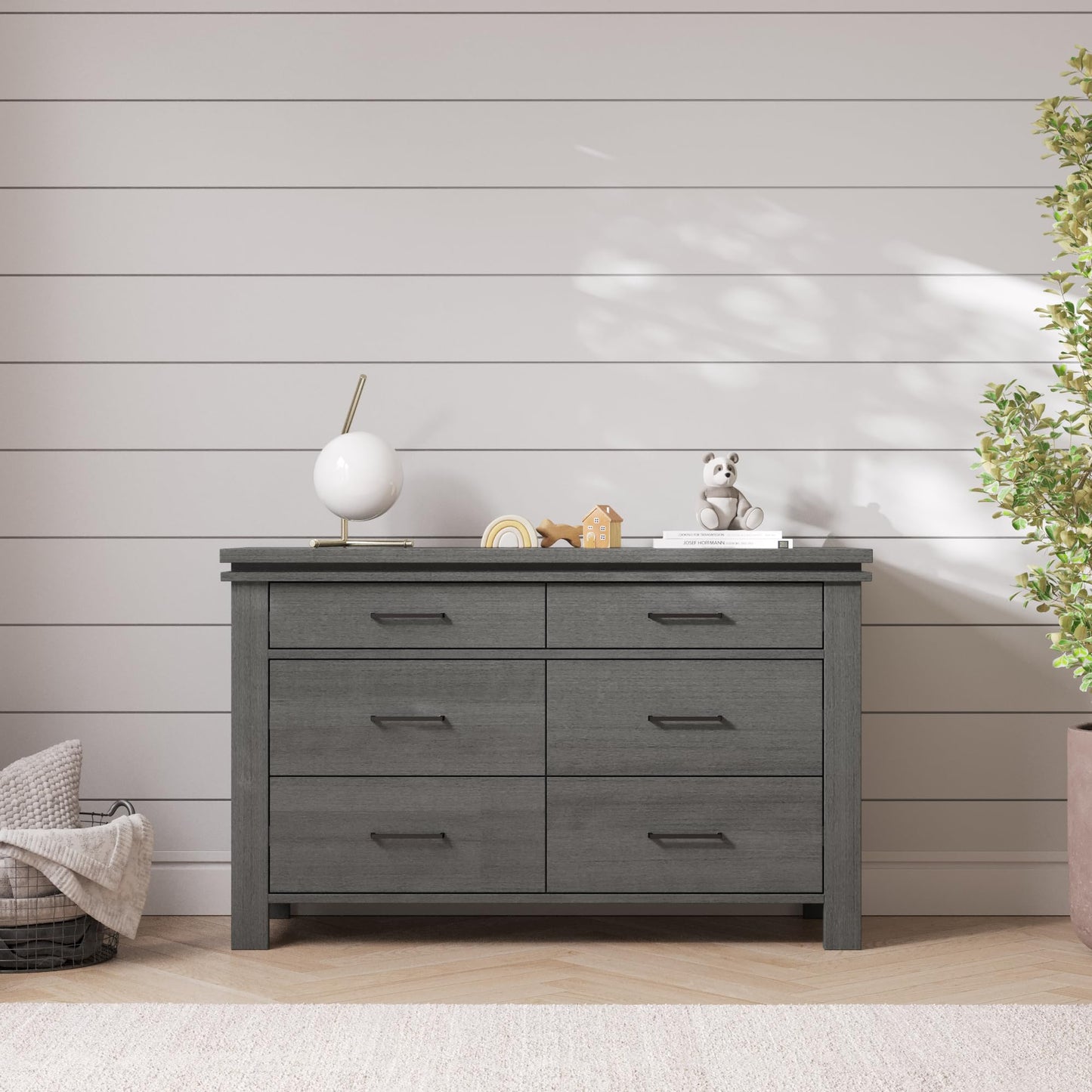 Child Craft Denman Crib and Dresser Nursery Set, 2-Piece, Includes 4-in-1 Convertible Crib and 3-Drawer Dresser, Grows with Your Baby (Midnight Gray)