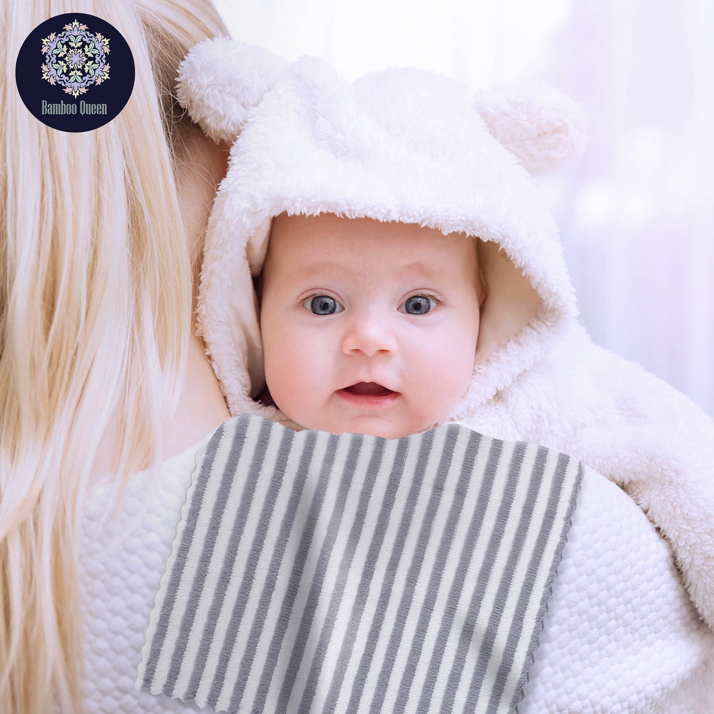 8 Pack Super Soft Baby Burp Cloths, Baby Washcloths, Ultra Absorbent Large Newborn Burping Cloth for Boy and Girl, Milk Spit Up Rags, Unisex for Baby Sensitive Skin, Grey and White, 16 × 12 Inch