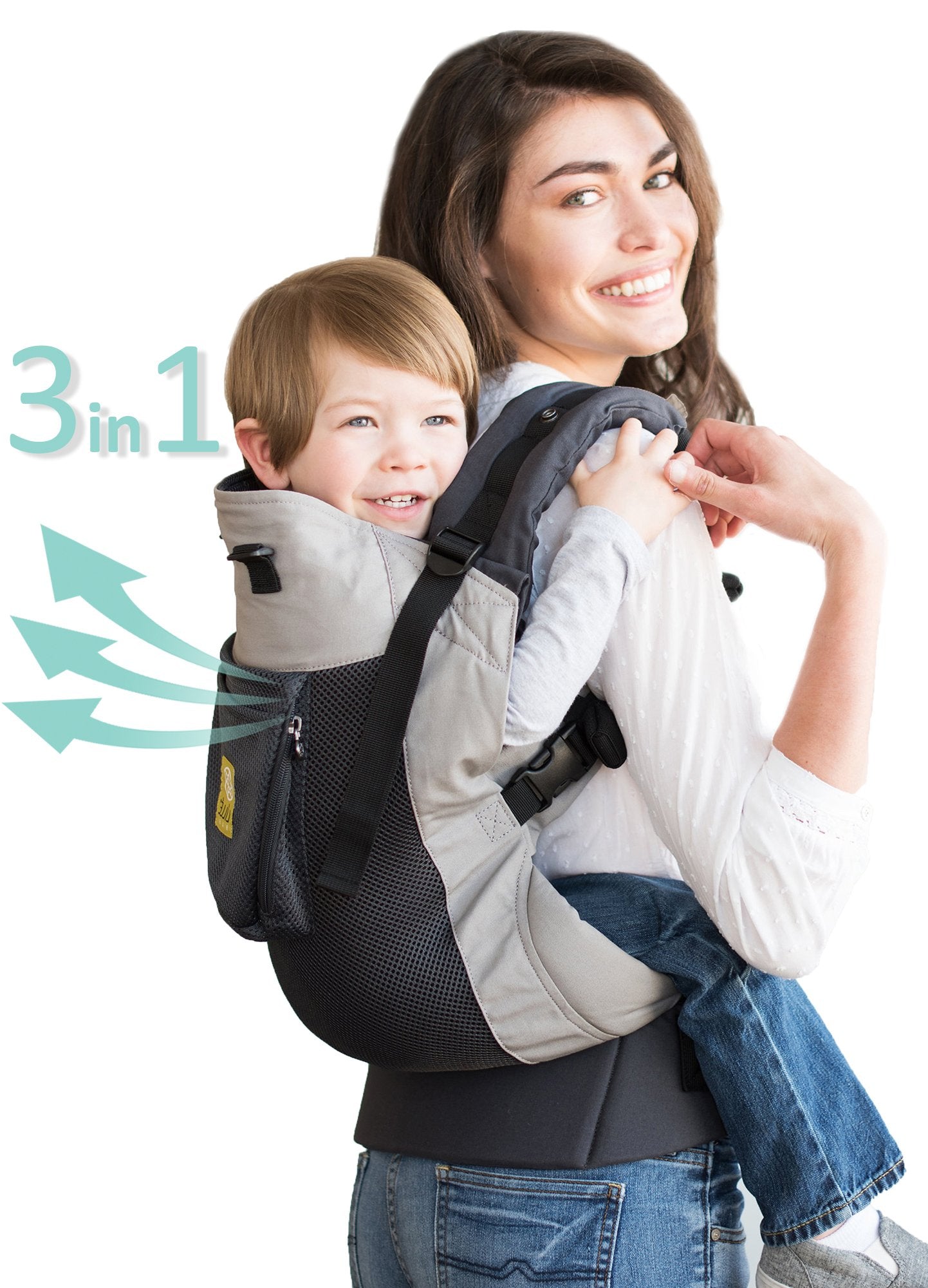 LÍLLÉbaby 3-in-1 Ergonomic CarryOn Airflow - Toddler Carrier - with Lumbar Support & Breathable Mesh - for Children 25-60 lbs - for Hiking, Travel and Everyday Family Events - Charcoal/Silver