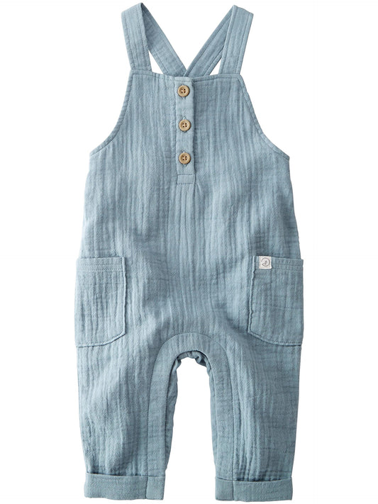 little planet by carter's unisex-baby Organic Cotton Gauze Overall Jumpsuit, Blue, 3 Months