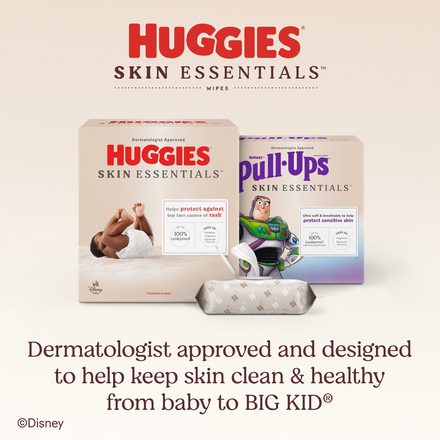 Huggies Skin Essentials Baby Wipes, Hypoallergenic, 99% Water, 10 Flip Top Packs (560 Wipes Total)