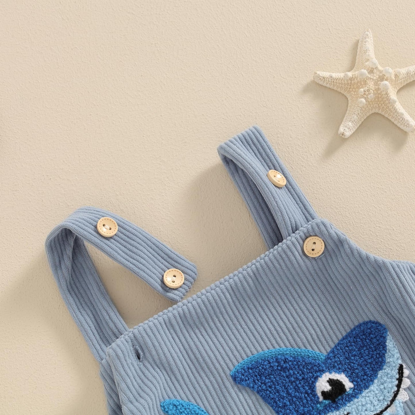 GOOCHEER Infant Summer Outfit Newborn Baby Boy Sleeveless Shark Embroidery Bodysuit Romper Overall One Piece Clothes