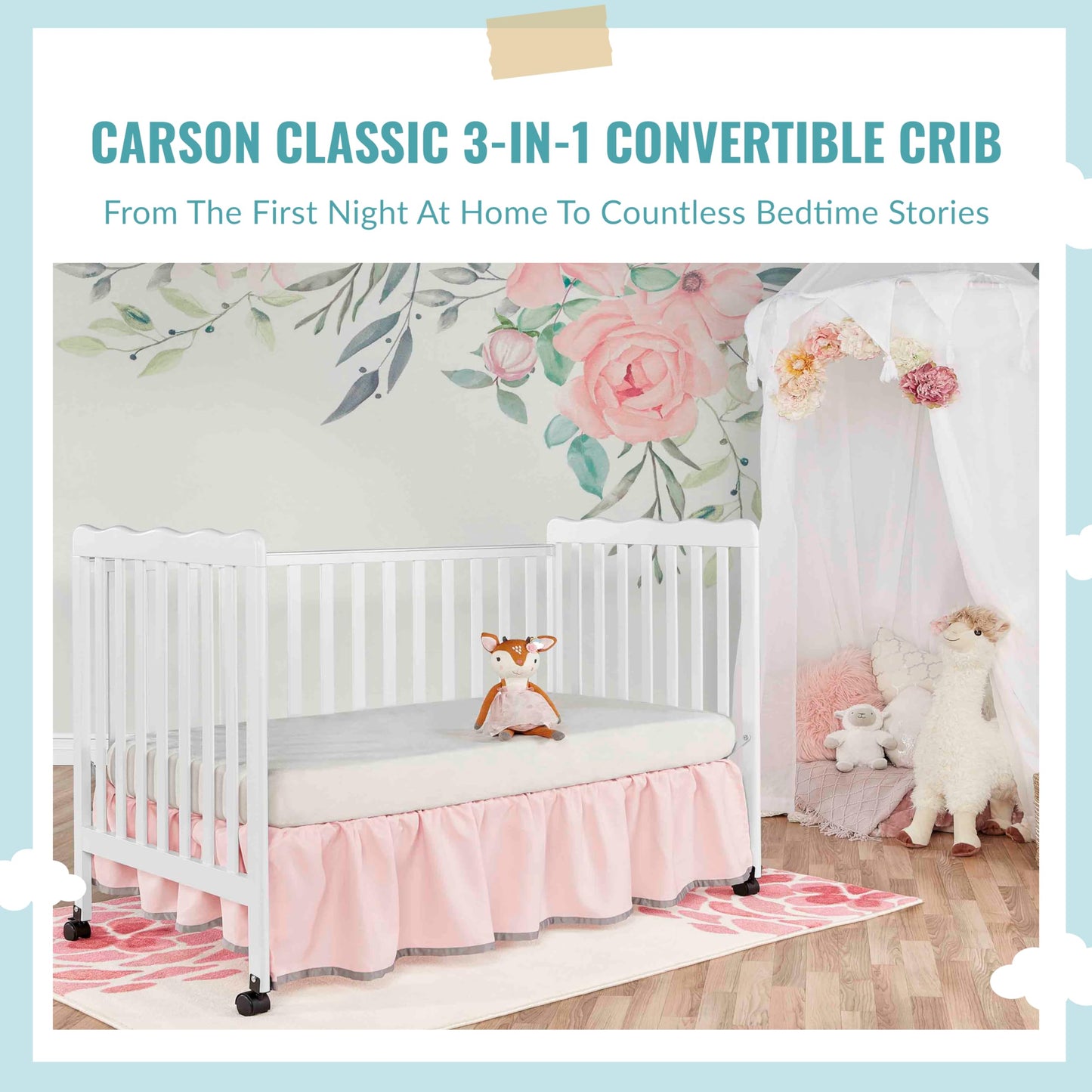 Dream On Me Carson Classic 3-in-1 Convertible Crib in White