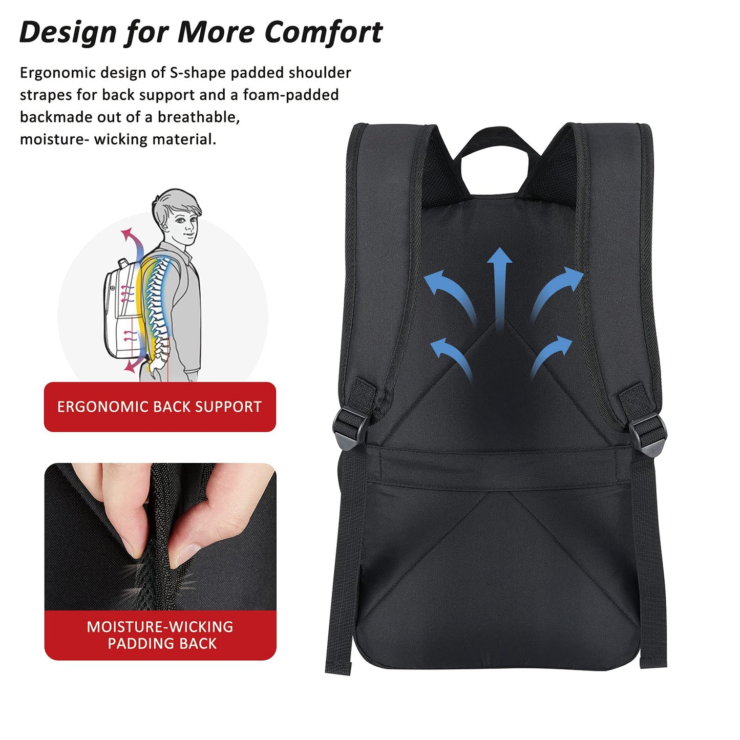 MAXTOP Laptop Backpack Business Computer Backpacks with USB Charging Port College Bookbag Fits Laptop up to 16 inch Black