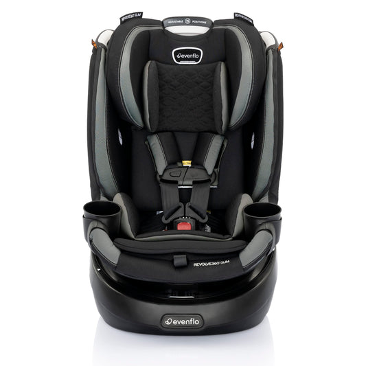 Evenflo Revolve360 Slim Asiento de automóvil giratorio 2 en 1 con funda de limpieza rápida (Salem Black)