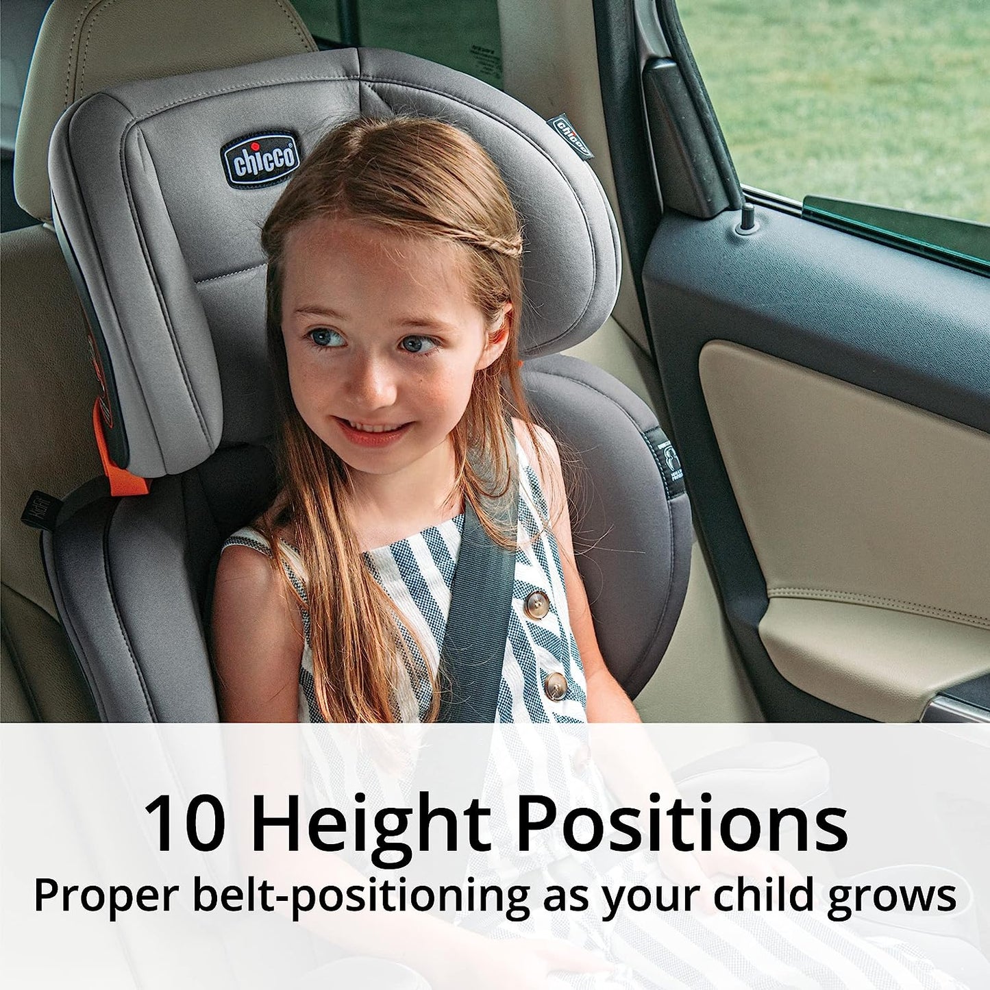 Kidfit Cleartex plus 2-In-1 Belt-Positioning Booster Car Seat, Backless and High Back Booster Seat, for Children Aged 4 Years and up and 40-100 Lbs. | Drift/Grey