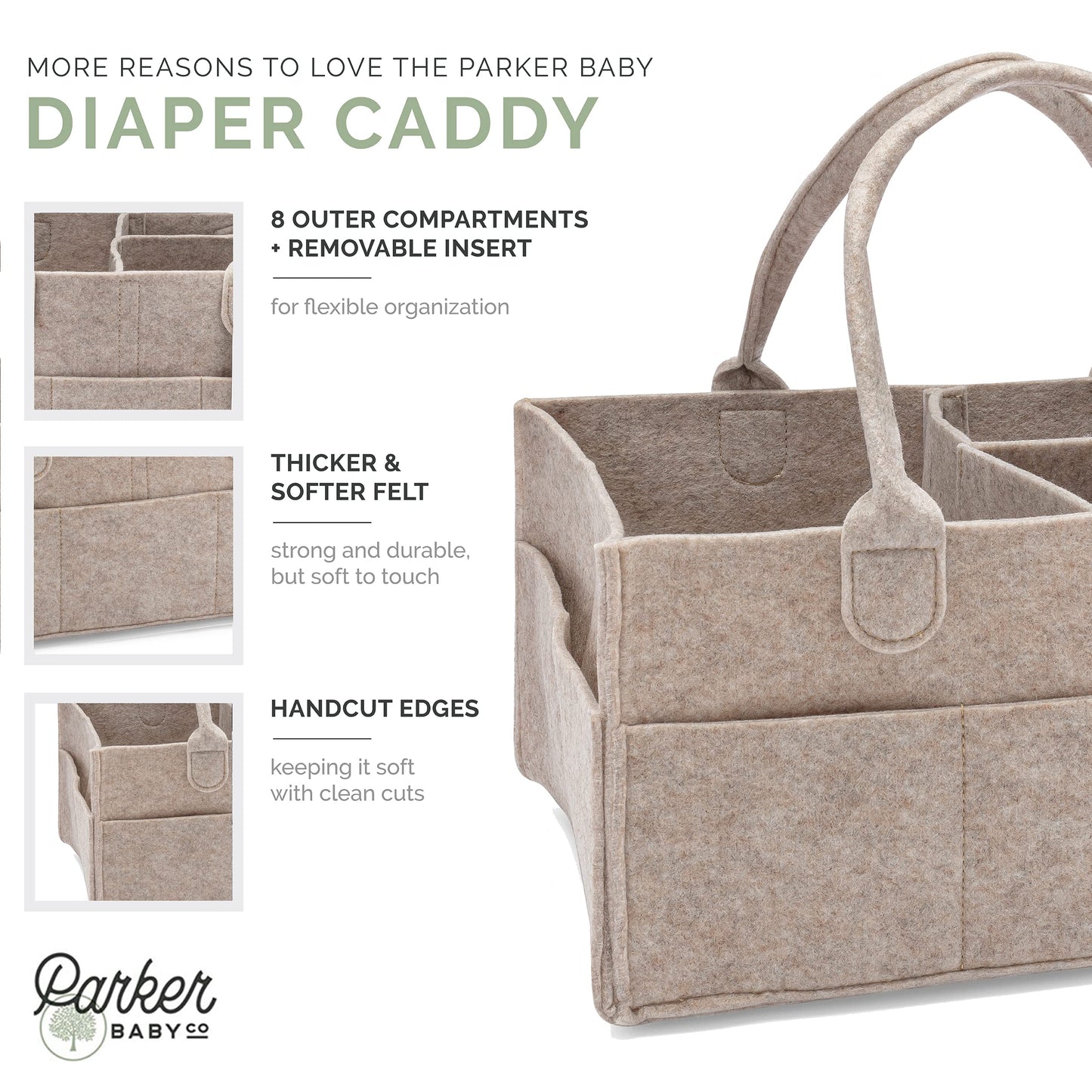 Parker Baby Diaper Caddy - Contenedor de almacenamiento para guardería y organizador de coche para pañales y toallitas húmedas para bebé - Avena