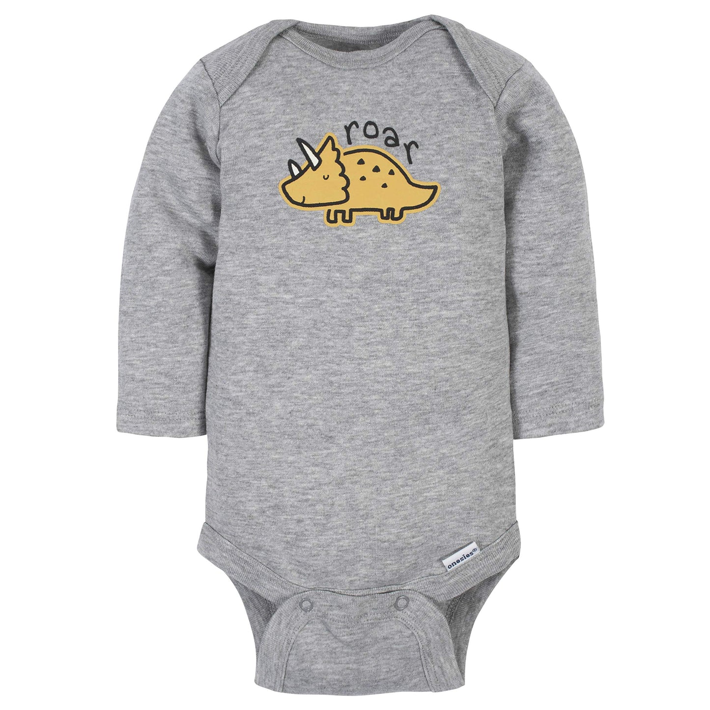 Gerber Baby Boys' 6-Pack Long-Sleeve Onesies Bodysuit, Dinosaur Blue, 0-3 Months