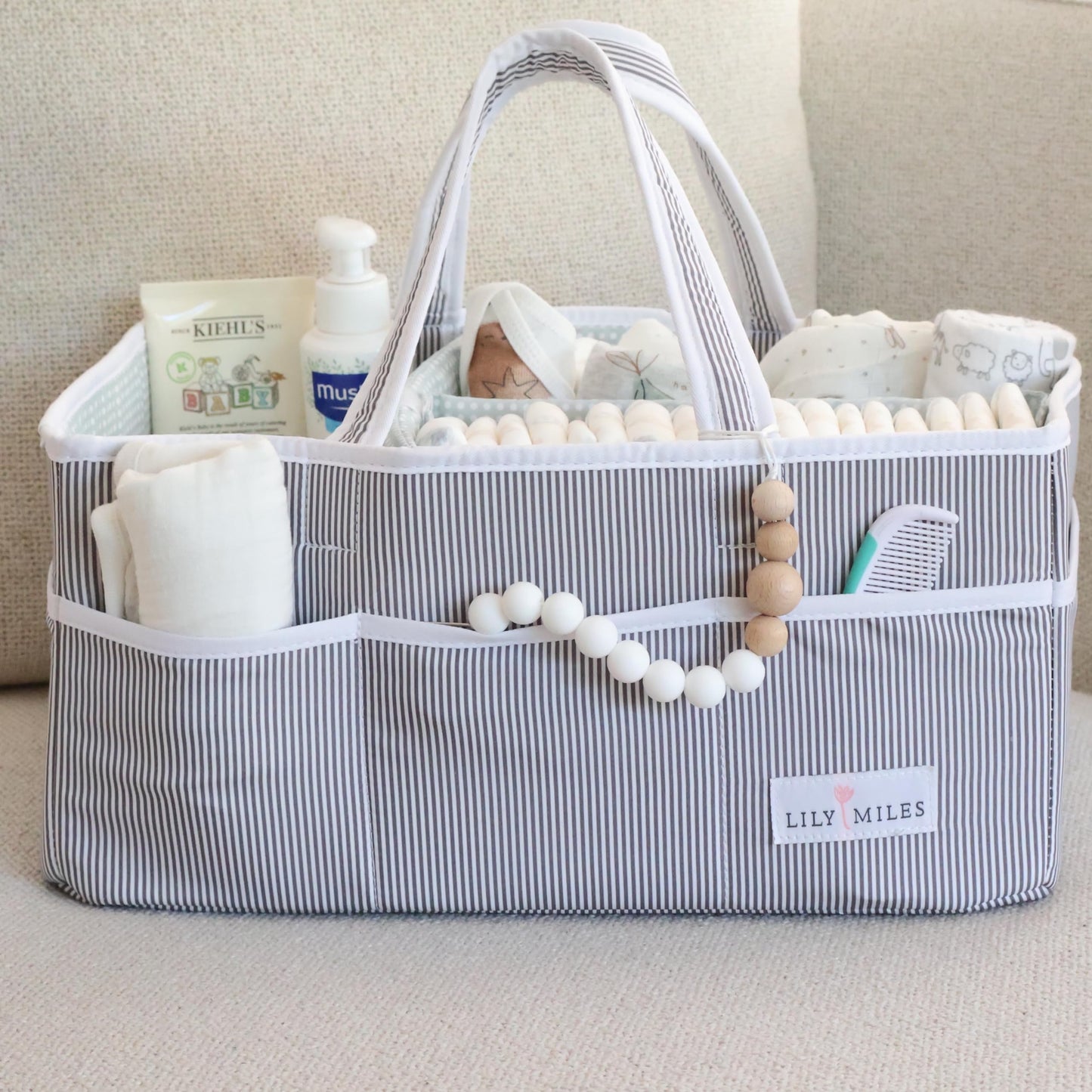 Lily Miles Baby Diaper Caddy - Large Organizer Tote Bag for Baby essentials Boy or Girl - Baby Shower Basket - Nursery Must Haves - Registry Favorites - Newborn Caddie Car Travel