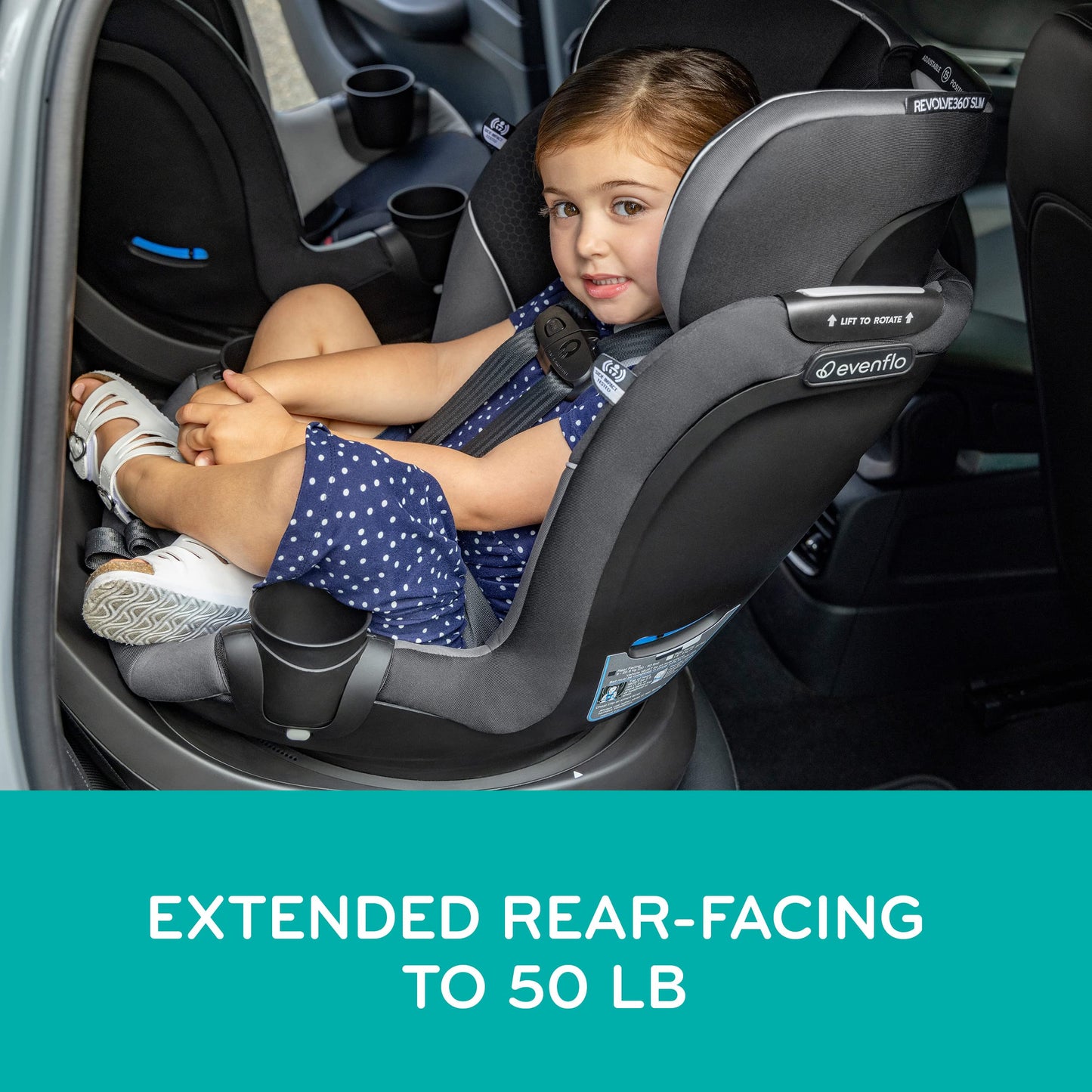 Evenflo Revolve360 Slim 2-in-1 Rotational Car Seat with Quick Clean Cover (Salem Black)