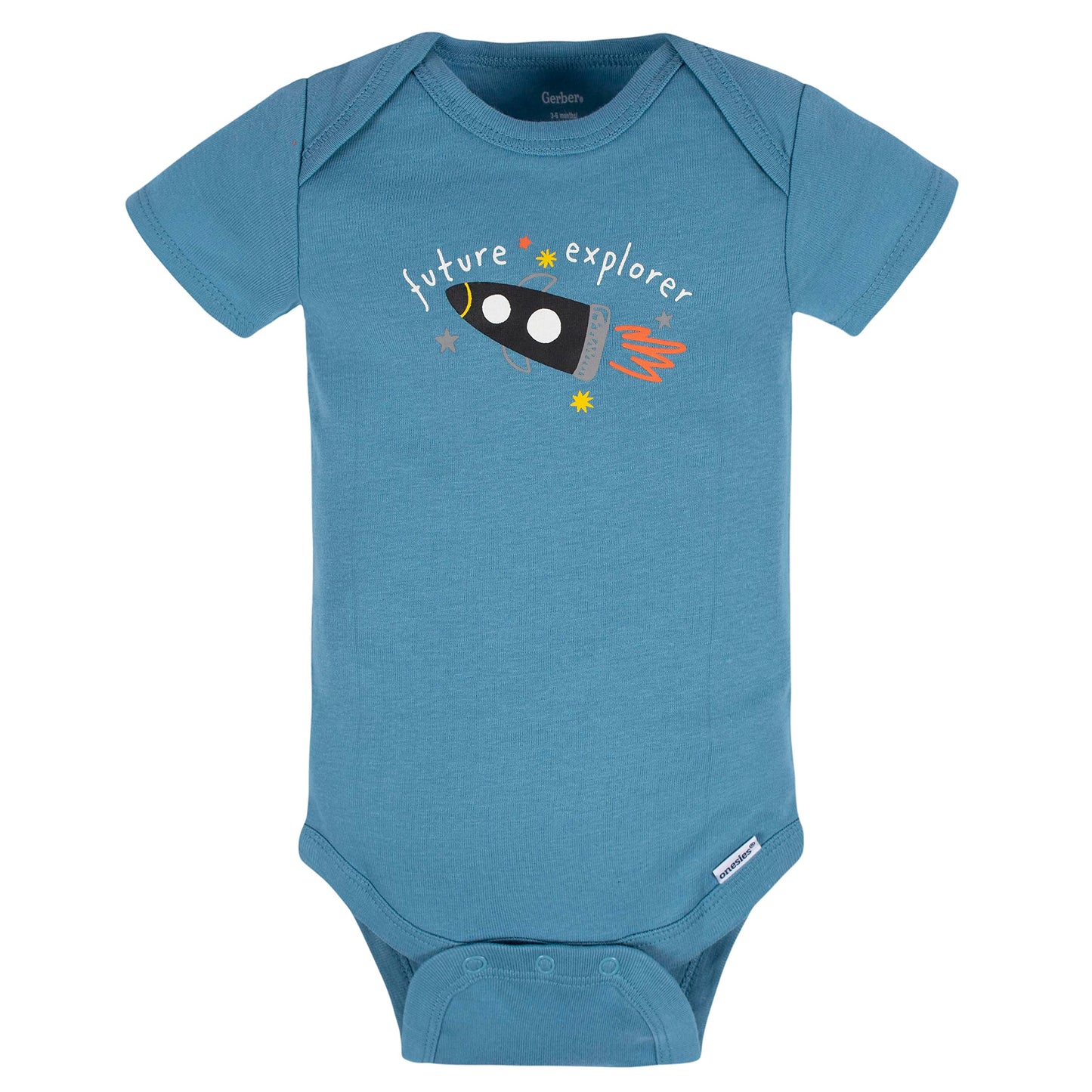 Gerber Baby Boy's 8-Pack Short Sleeve Onesies Bodysuits, Space, 3-6 Months