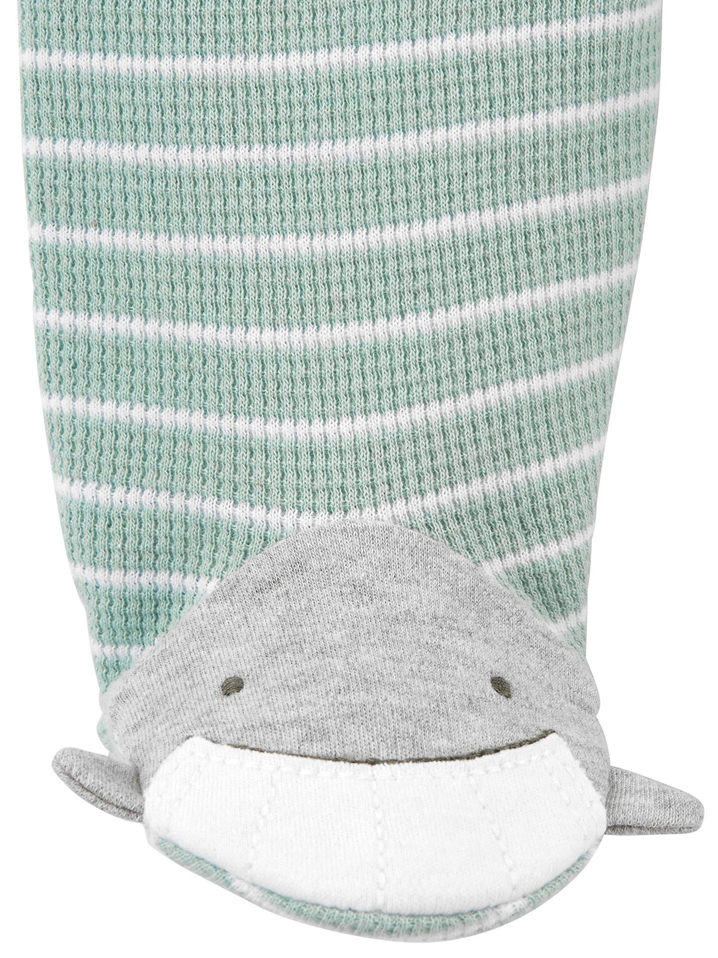 Simple Joys by Carter's Baby 2-Way Zip Thermal Footed Sleep and Play, Pack of 2, Mint Green Stripe/White Avocados, 0-3 Months