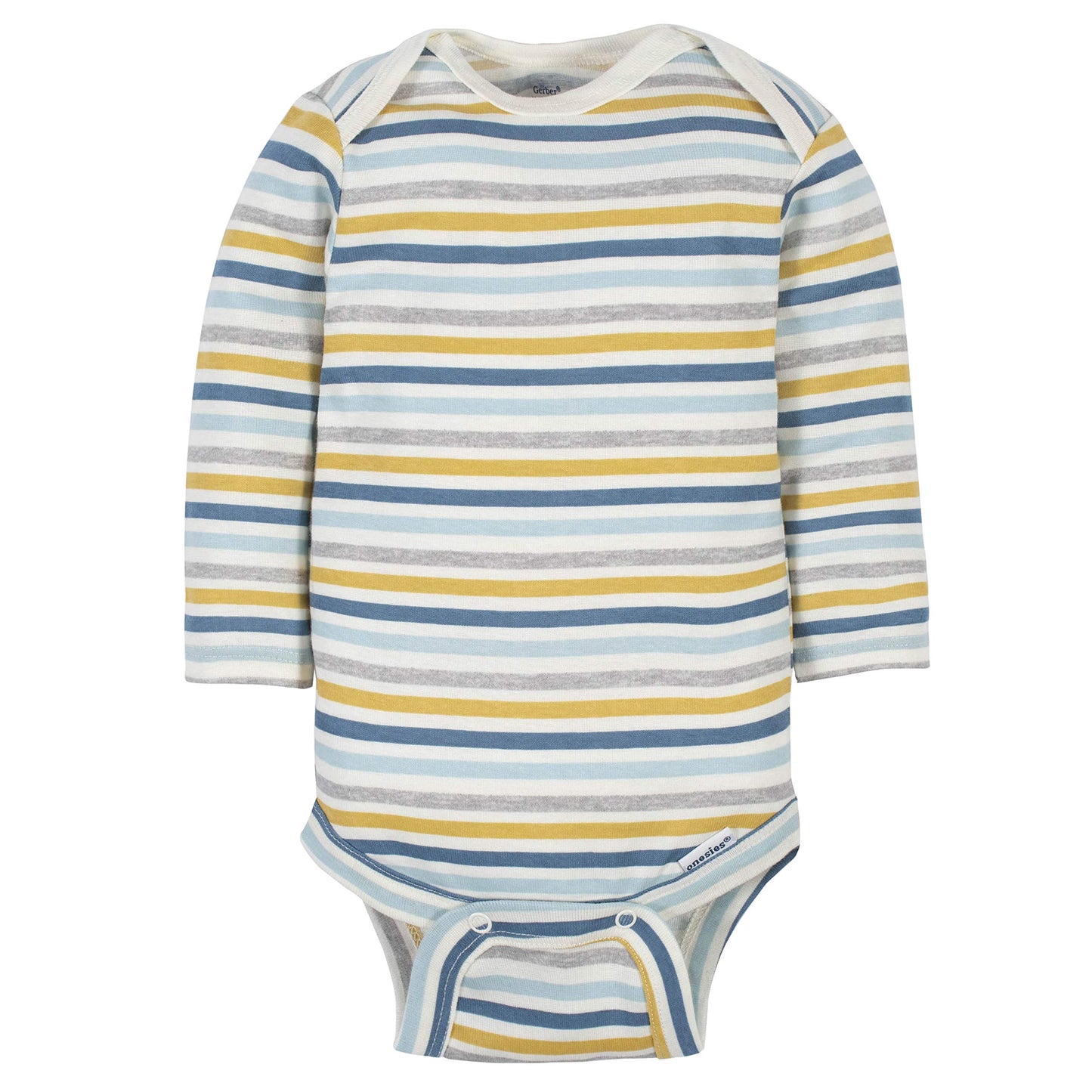 Gerber Baby Boys' 6-Pack Long-Sleeve Onesies Bodysuit, Dinosaur Blue, 0-3 Months