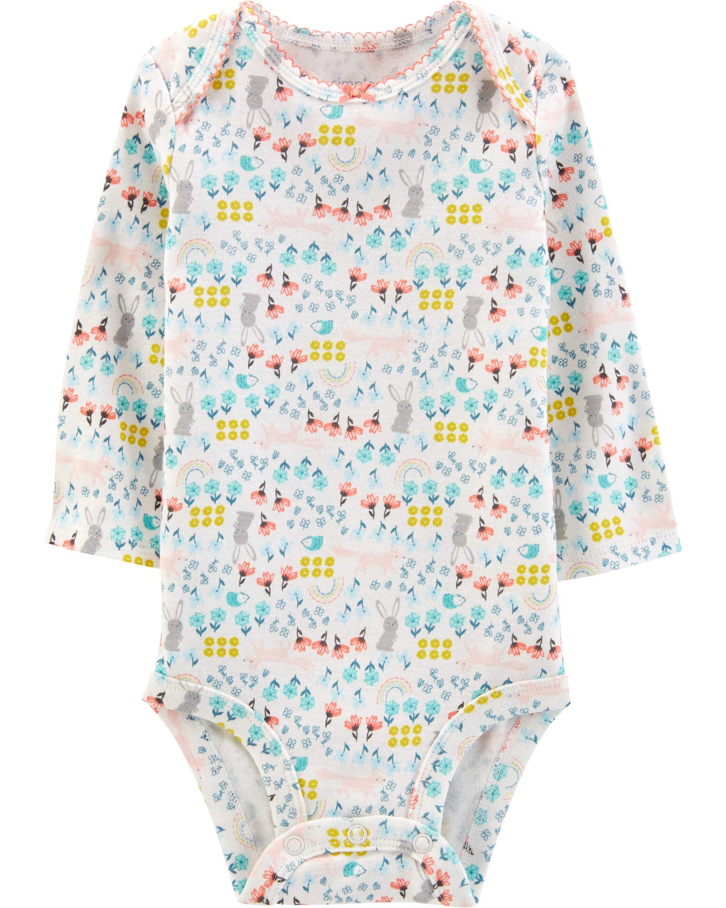 Simple Joys by Carter's Baby Girls' 5-Pack Long-Sleeve Bodysuit, Dots/Floral/Hearts/Owl, 6-9 Months