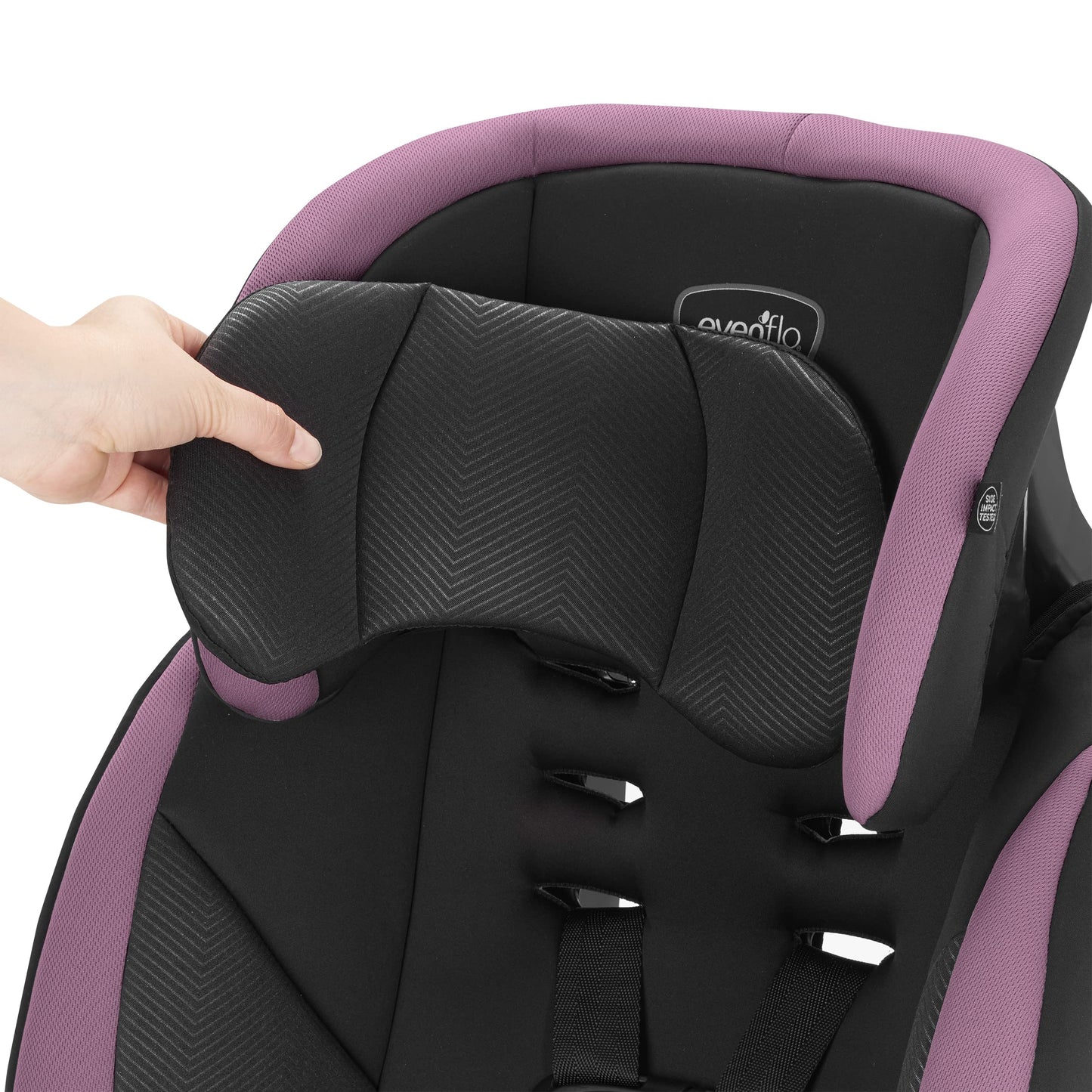 Asiento elevador convertible para automóvil Evenflo Maestro Sport, orientado hacia adelante, respaldo alto, arnés de 5 puntos, para niños de 2 a 8 años, Whitney Pink
