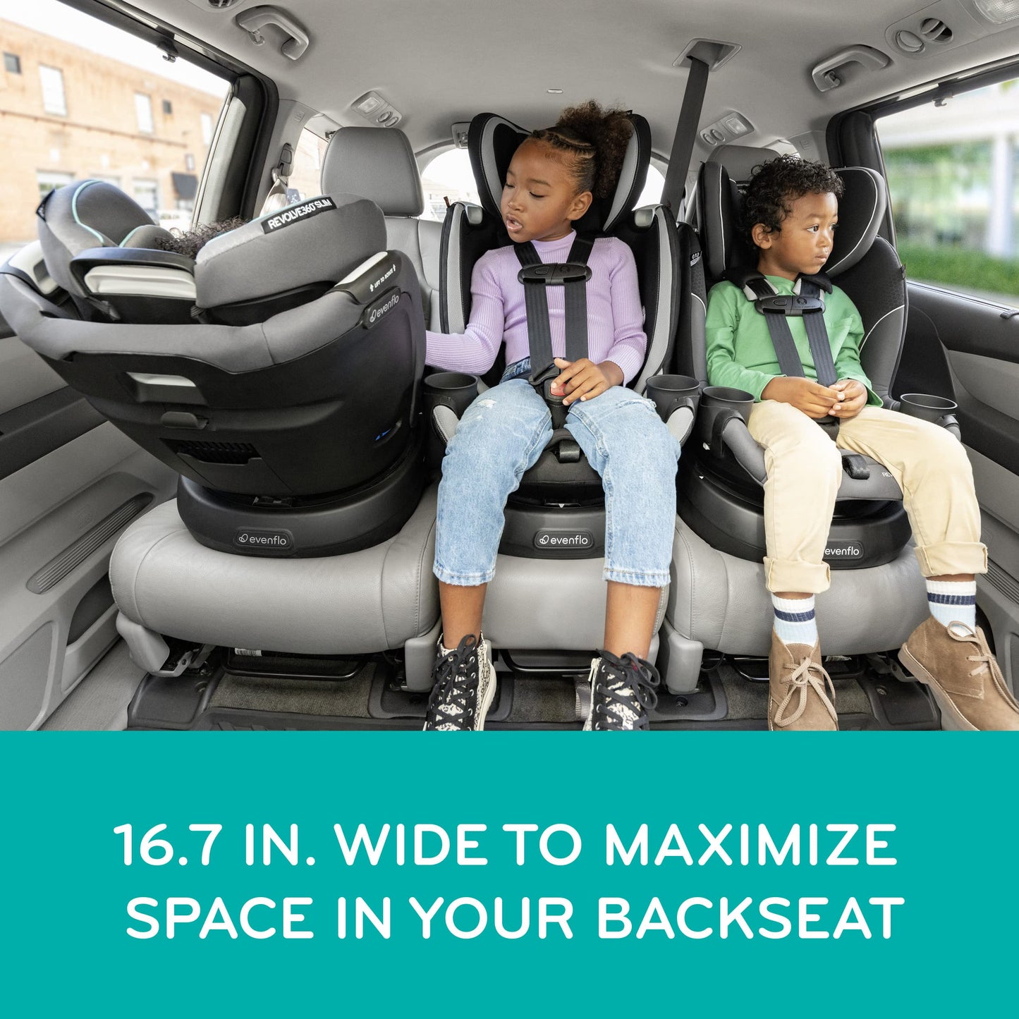 Evenflo Revolve360 Slim 2-in-1 Rotational Car Seat with Quick Clean Cover (Salem Black)