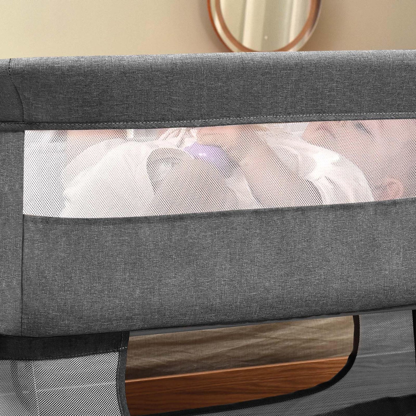 Baby Crib,3 in 1 Baby Bassinet Bedside Crib Adjustable Portable Bed for Infant,Baby Newborn Must Have Bed,Grey