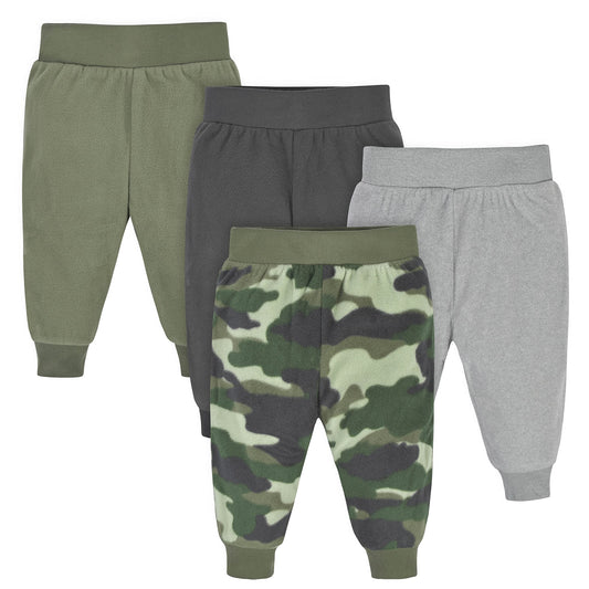 Gerber baby boys 4-pack Microfleece Sweatpants, Camo, 0-3 Months US