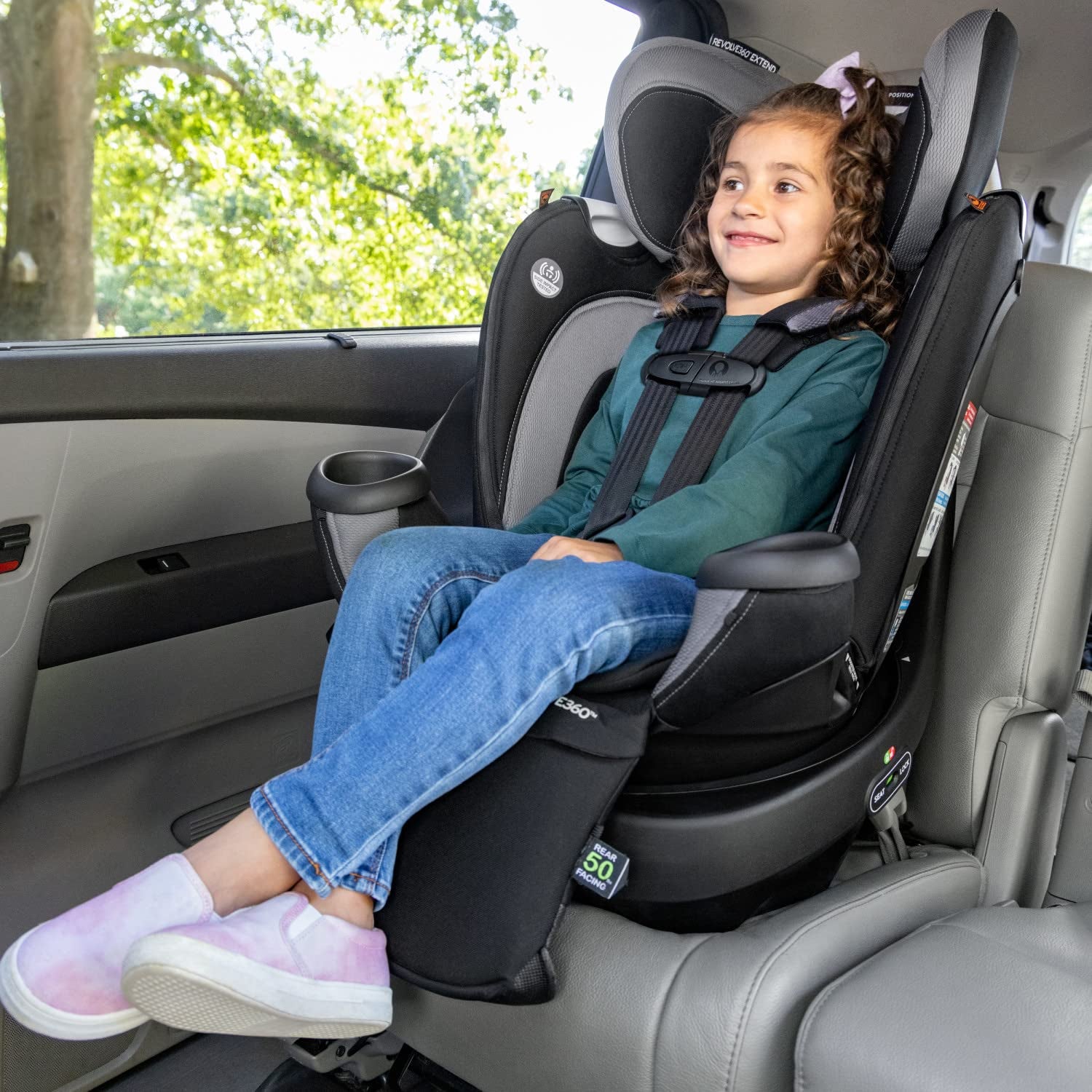 Revolve360 Extend Rotational All in 1 Convertible Car Seat, Rear Facing up to 50 Pounds with 360 Degree Rotation and 3 Modes, Rowe Pink