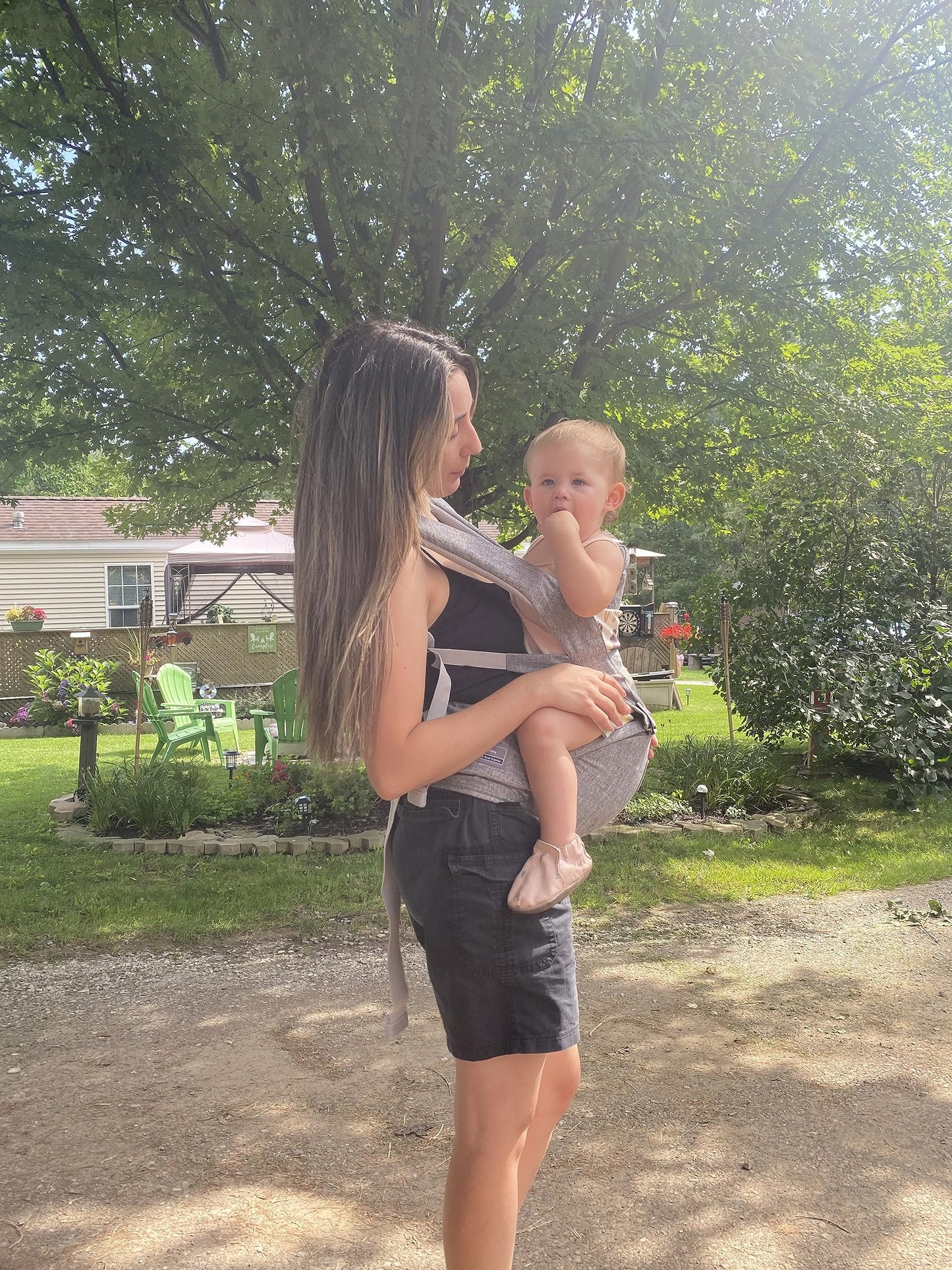 Portabebés Bellababy, multifunción, asiento de cadera (posición ergonómica M) para bebés de 3 a 36 meses, 6 en 1 formas de llevar, todas las estaciones, tamaño ajustable, perfecto para ir de compras y viajar (gris)