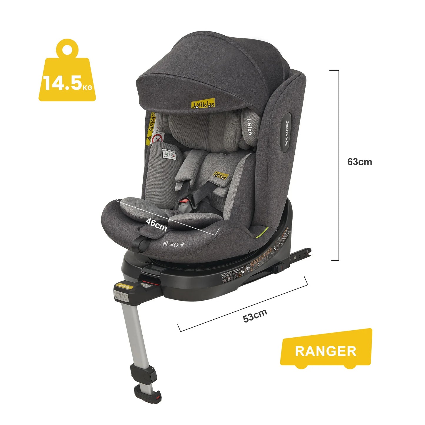 Jovikids Ranger 360° Swivel i-Size Support Leg Baby Car Seat 40-150cm