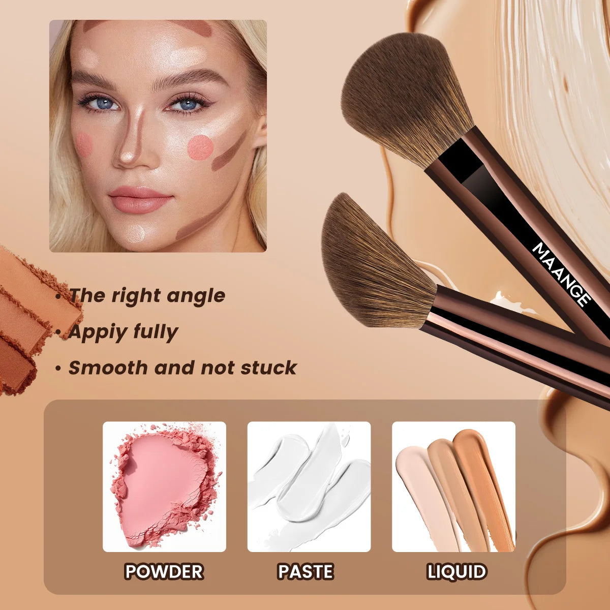 MAANGE 1pcs Makeup Brush Brightening Brush Powder Brush Multi-purpose Facial Makeup Brush Makeup Tools Suitable for Beginners