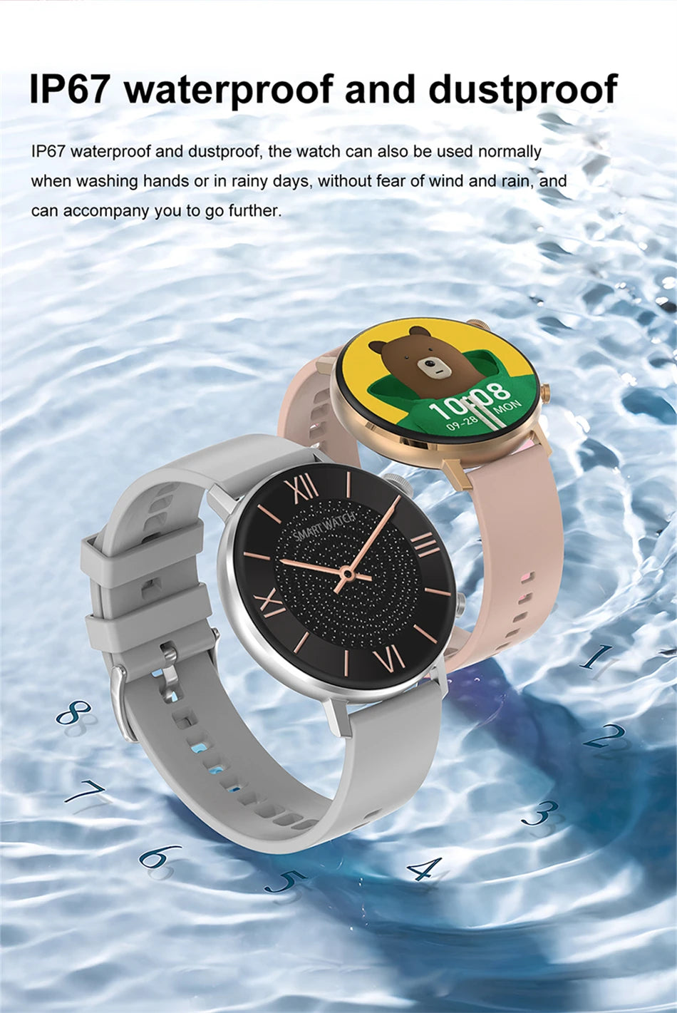 2024 New Smartwatch Women AMOLED HD Screen Always On Display Bluetooth Call IP68 Waterproof NFC Smart Men Watch For Android ios