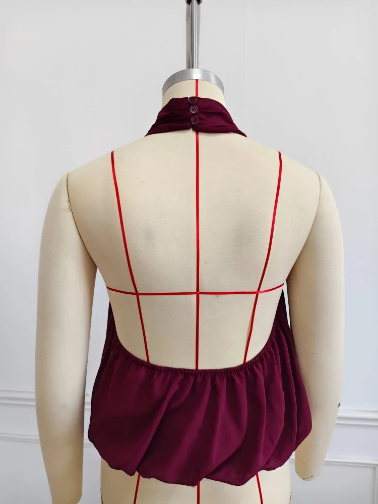 Women's  Elegant Top Halter-Neck Backless Solid Colour Top Sexy Off Shoulder Top Night Club Party Top