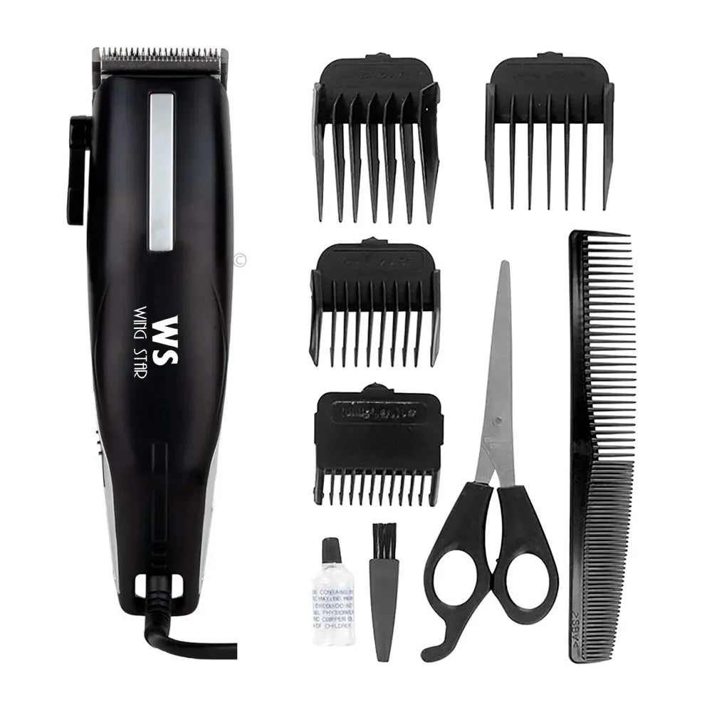 [GD] Wing Star Wired Hair Clipper + Scissors, Comb & 4 Interchangeable Hair Combs / EL-12