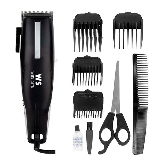 [GD] Wing Star Wired Hair Clipper + Scissors, Comb & 4 Interchangeable Hair Combs / EL-12