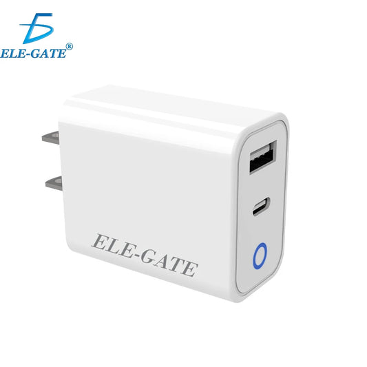 2-in-1 USB-C Smart Charger PD 20W Fast Charge USB Port 18W Output Power for Smart Watches Multi-Function Integrated Type-C