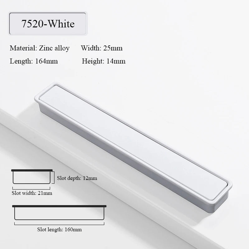 Modern Simple Embedded Kitchen Cabinet Handles Clamshell-type Hidden Handles Black Zinc Alloy Wardrobe Pulls Furniture handles
