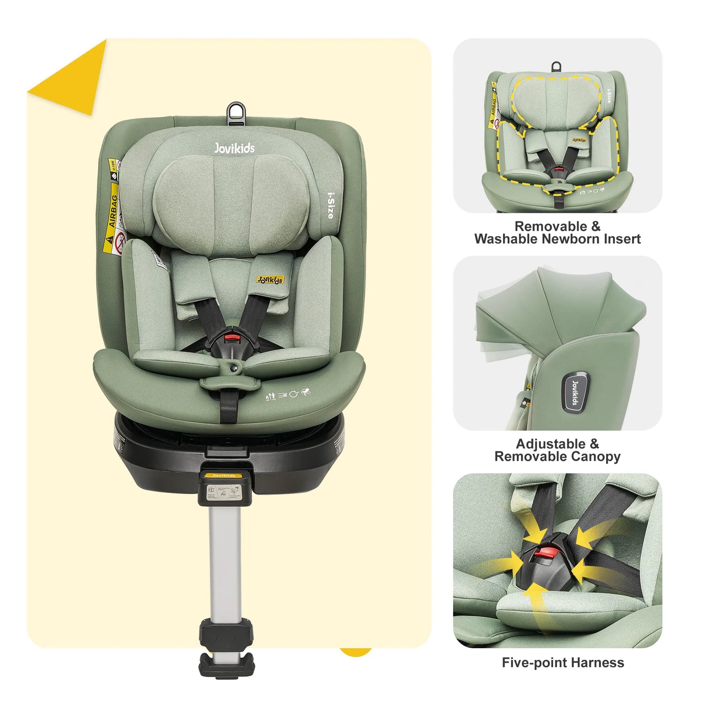 Jovikids Ranger 360° Swivel i-Size Support Leg Baby Car Seat 40-150cm